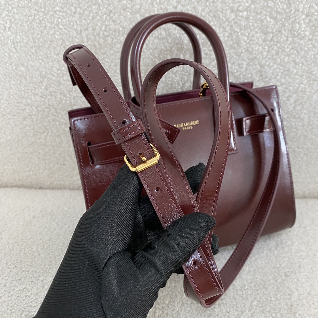 Saint Laurent Nano Sac de Jour Leather Tote Red